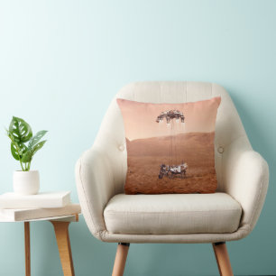 The Perseverance Rover Landing Safely On Mars. Throw Pillow
