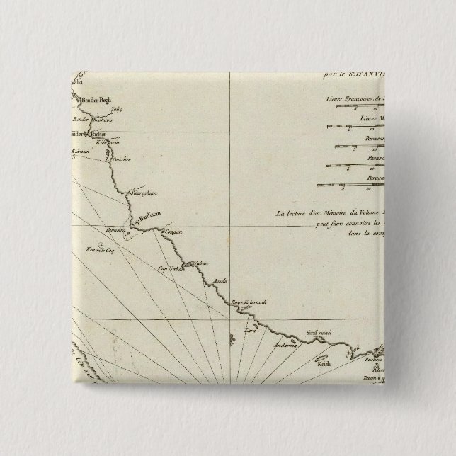The Persian Gulf 2 Inch Square Button (Front)