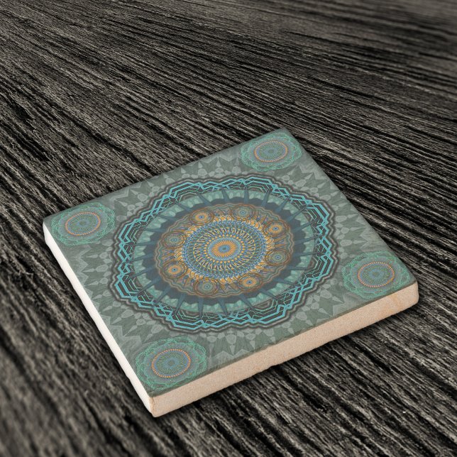 The Persian's gyrate psychedelic eyes' mandala  Stone Coaster (Creator Uploaded)