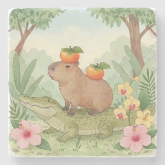 The Persimmon and the Pals Stone Coaster