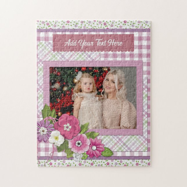 The Personalized Picture Frame with Custom Text  Jigsaw Puzzle (Vertical)