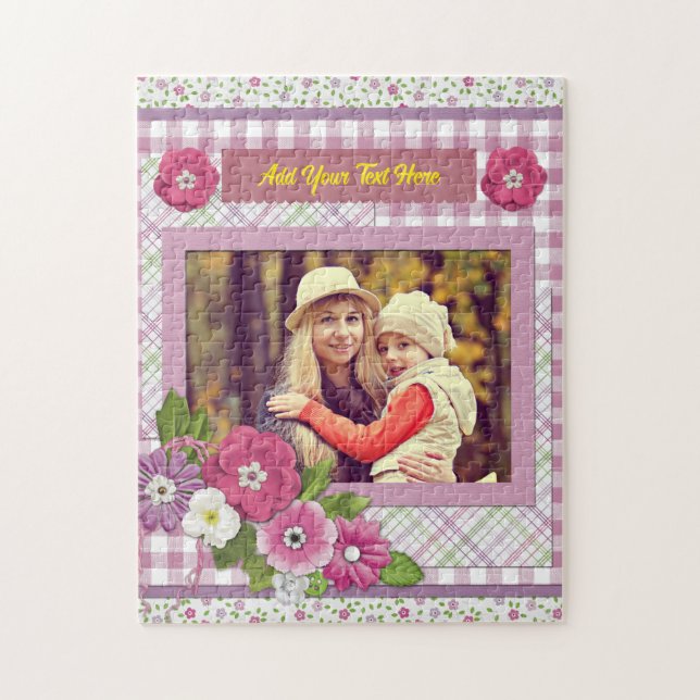 The Personalized Picture Frame with Custom Text  Jigsaw Puzzle (Vertical)