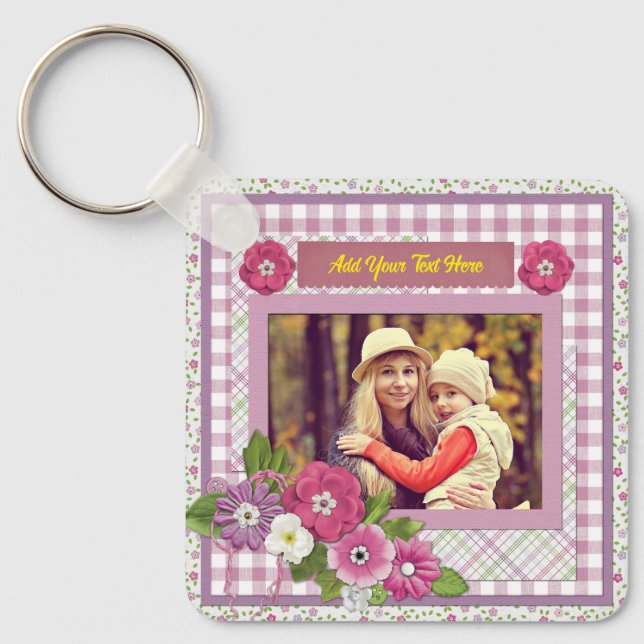 The Personalized Picture Frame with Custom Text  Keychain (Front)