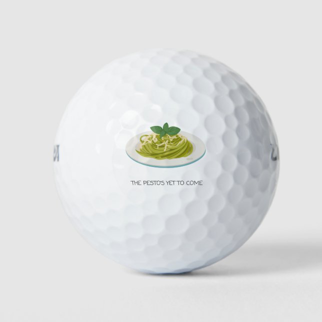 'The Pesto's Yet To Come' Charming Pesto Pasta Fun Golf Balls (Front)
