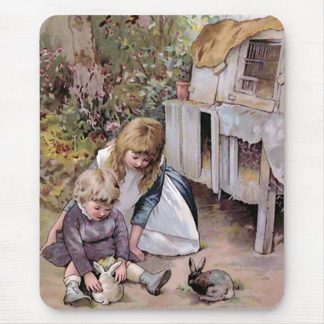 The Pet Rabbit Vintage Illustration Mouse Pad (Front)