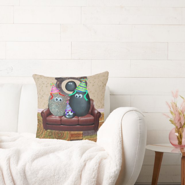The Pet Rock Family Throw Pillow (Couch)