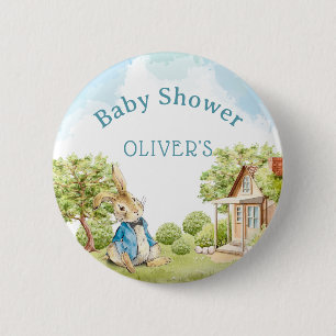 The Peter The Rabbit Boy Blue Baby Shower 2 Inch Round Button