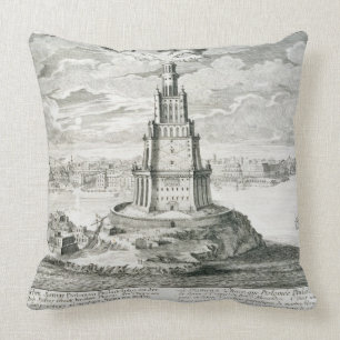 The Pharos of Alexandria, plate 9 from 'Entwurf ei Throw Pillow