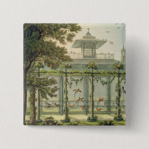 The Pheasantry, engraved by Joseph Constantine Sta 2 Inch Square Button