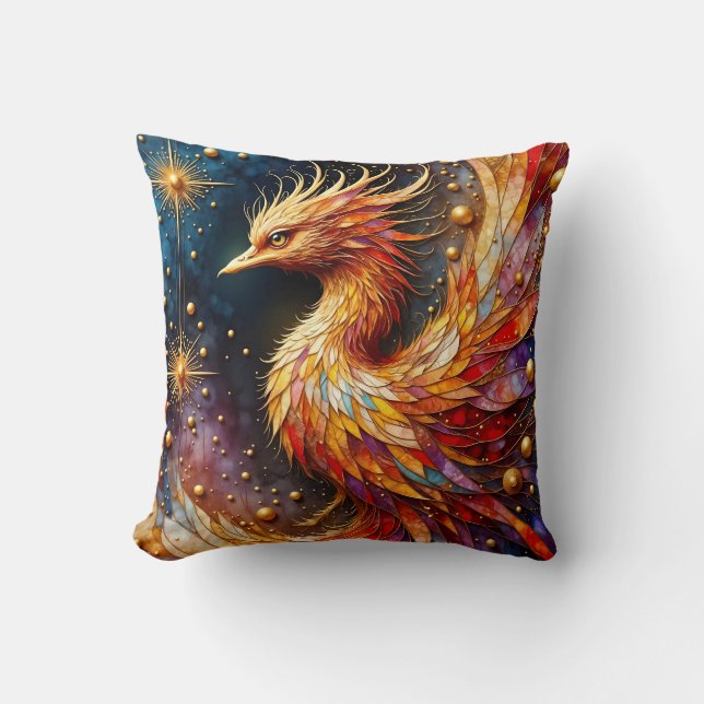 The Phoenix in the Stars Throw Pillow (Front)