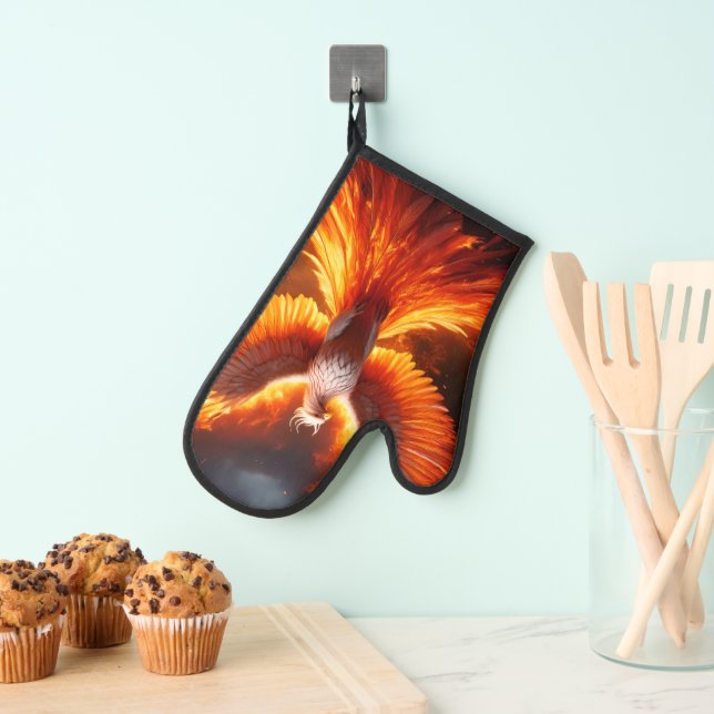 The Phoenix Reborn Oven Mitt (Insitu(Hanging))