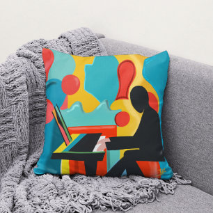 The Pianist - Original Oil Painting Throw Pillow