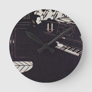 The Piano, 1914 (woodcut) Round Clock