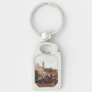 The Piazza del Popolo in Rome by Johannes Lingelba Keychain