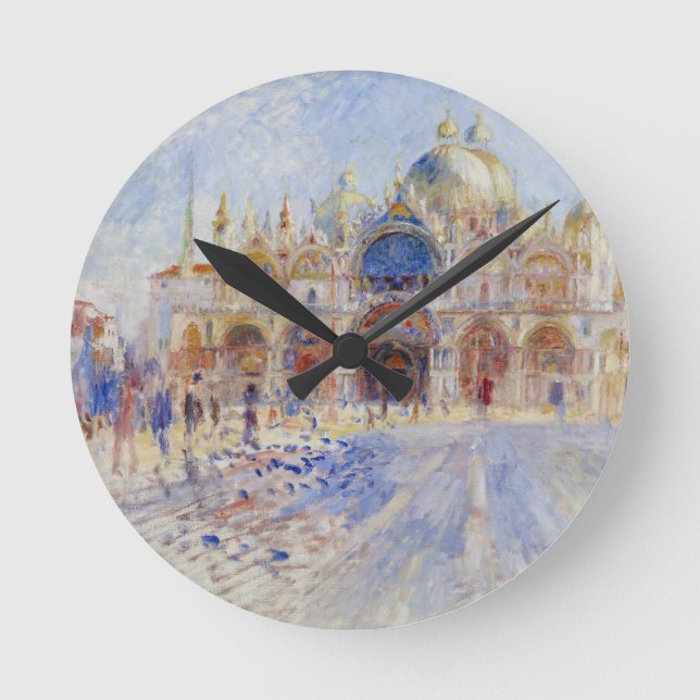 The Piazza San Marco, Venice, 1881 (oil on canvas) Round Clock (Front)