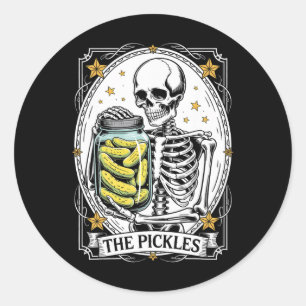 The Pickles Tarot Card Skeleton Canning Season Gar Classic Round Sticker