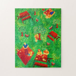 The Picnic Contemporary Art Acrylic Painting Jigsaw Puzzle