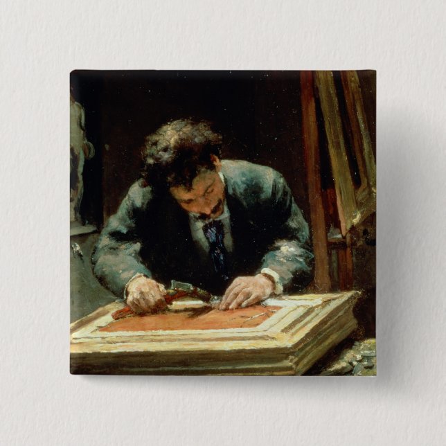 The Picture Framer, 1878 2 Inch Square Button (Front)