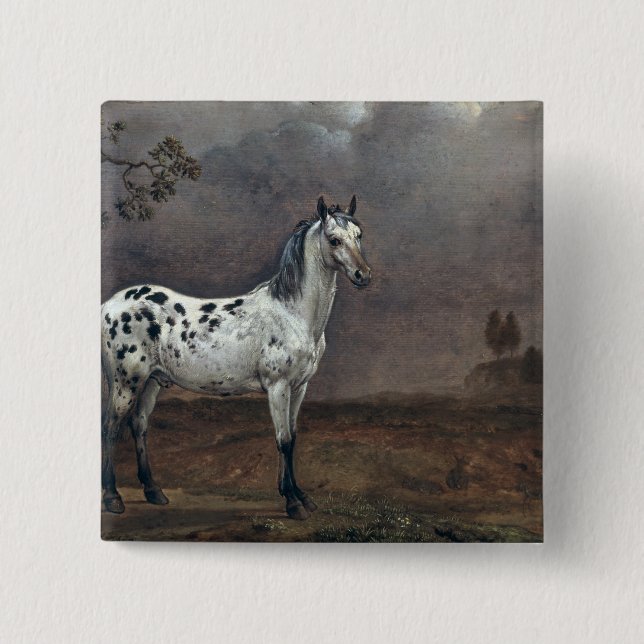The Piebald Horse, 1653 2 Inch Square Button (Front)