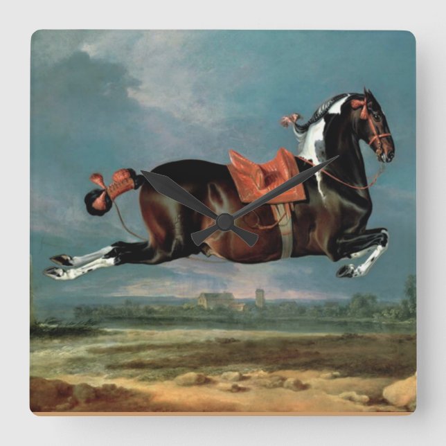 The Piebald Horse "Cehero' Rearing Square Wall Clock (Front)