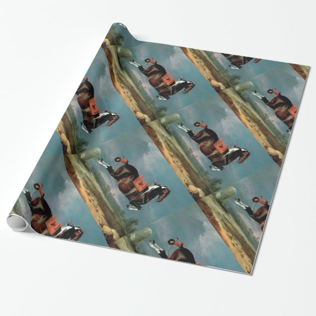 The Piebald Horse "Cehero' Rearing Wrapping Paper (Unrolled)