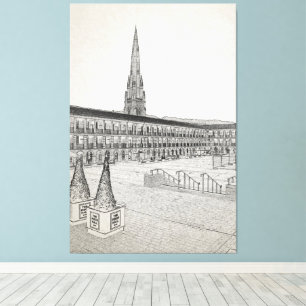 The Piece Hall, Halifax, Architectural Sketch Canvas Print