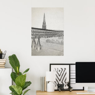 The Piece Hall, Halifax, Architectural Sketch Poster