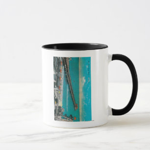 The Pier and Beach and Long Beach Mug