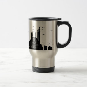 the pier the seagulls sea graphics travel mug
