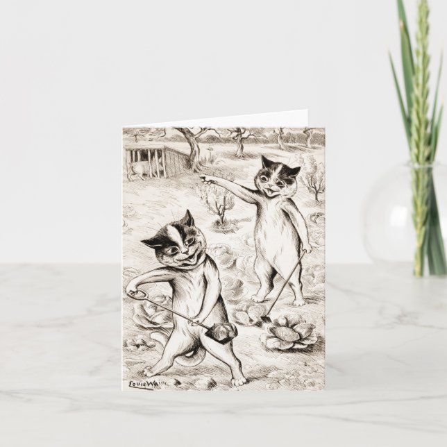 The Pig is in the Chicken Coop by Louis Wain Thank You Card (Front)