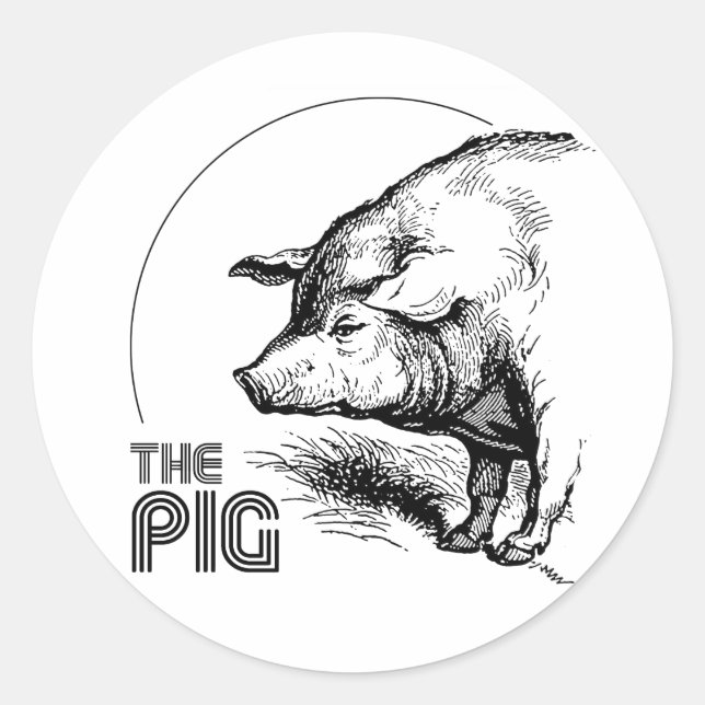 THE PIG VINTAGE CLASSIC ROUND STICKER (Front)
