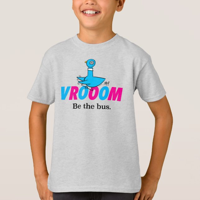 The Pigeon Vroom Kids Grey T-Shirt (Front)