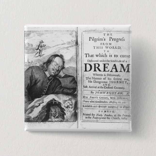 The Pilgrim's Progress' 2 Inch Square Button (Front)