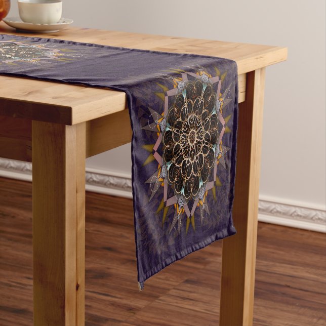 The pillared thread tie-in purpura refraction medium table runner (In Situ)