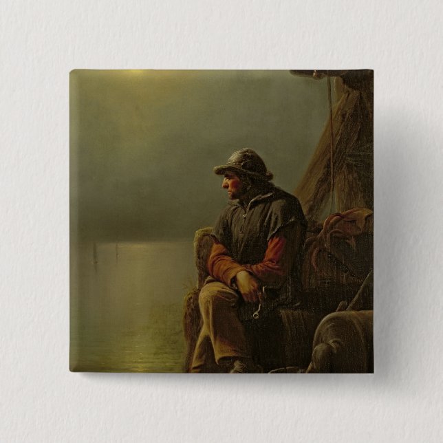 The Pilot Keeps Watch, 1851 2 Inch Square Button (Front)