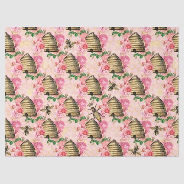 The Pink and Gold Bee Series Design 11 Tissue Paper (Front)