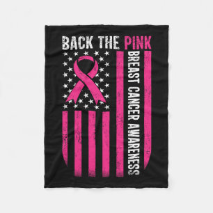 The Pink Breast Cancer Awareness Usa Flag Pink Rib Fleece Blanket