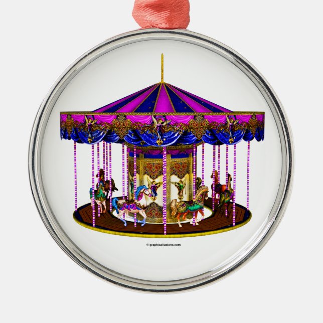 The Pink Carousel Metal Ornament (Front)