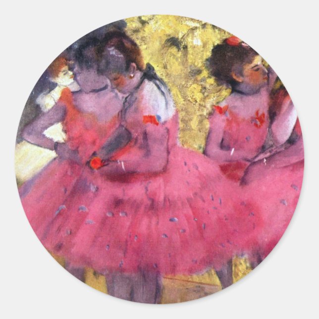 The Pink Dancers, Before the Ballet by Edgar Degas Classic Round Sticker (Front)