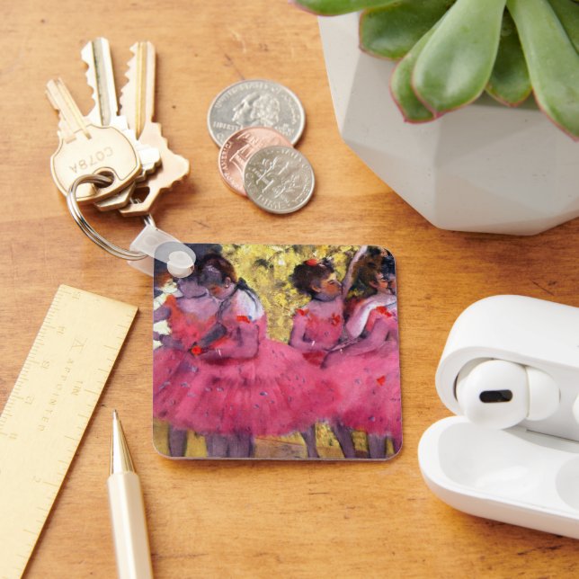 The Pink Dancers, Before the Ballet by Edgar Degas Keychain (Desk)