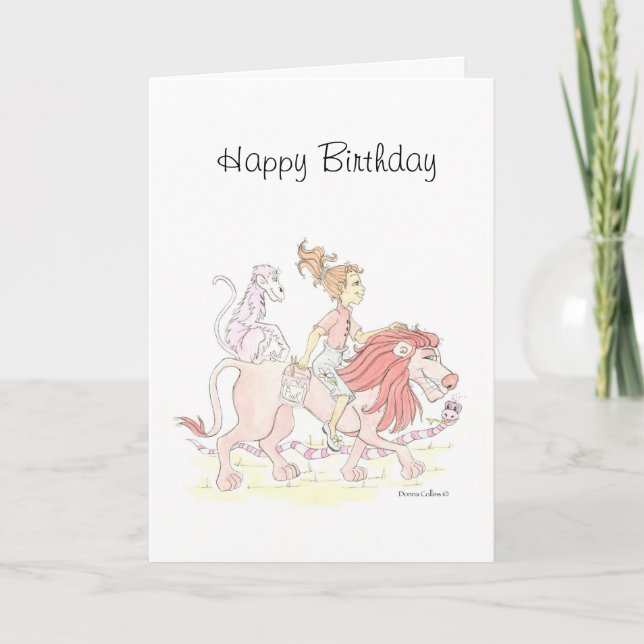 The Pink Lion Birthday Card (Front)