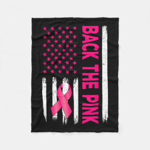 The Pink Ribbon American Flag Breast Cancer Awaren Fleece Blanket