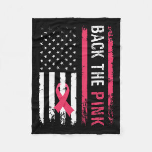 The Pink Ribbon American Flag Breast Cancer Awaren Fleece Blanket