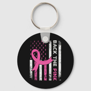 The Pink Ribbon American Flag Breast Cancer Awaren Keychain