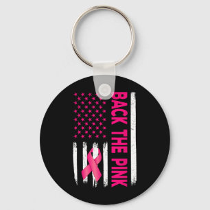 The Pink Ribbon American Flag Breast Cancer Awaren Keychain