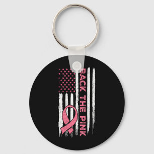 The Pink Ribbon American Flag Breast Cancer Awaren Keychain