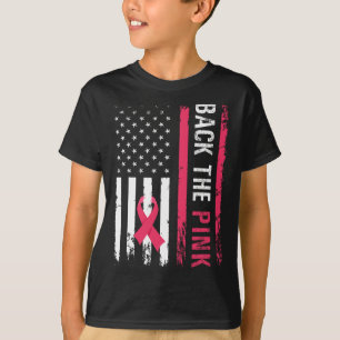 The Pink Ribbon American Flag Breast Cancer Awaren T-Shirt