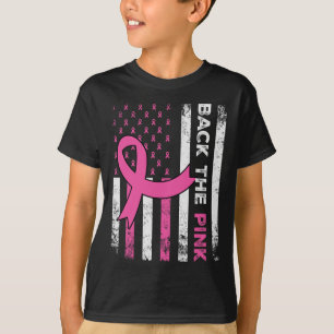 The Pink Ribbon American Flag Breast Cancer Awaren T-Shirt