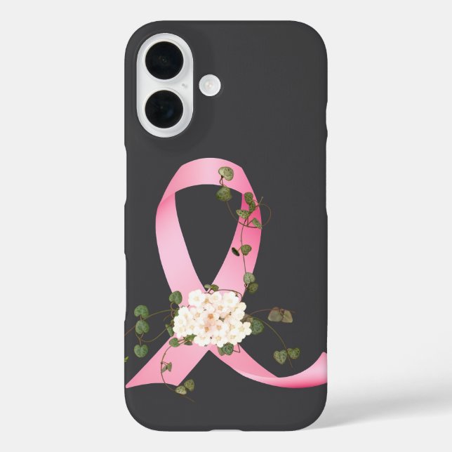 The Pink Ribbon with ivy On Grey Case-Mate iPhone Case (Back)