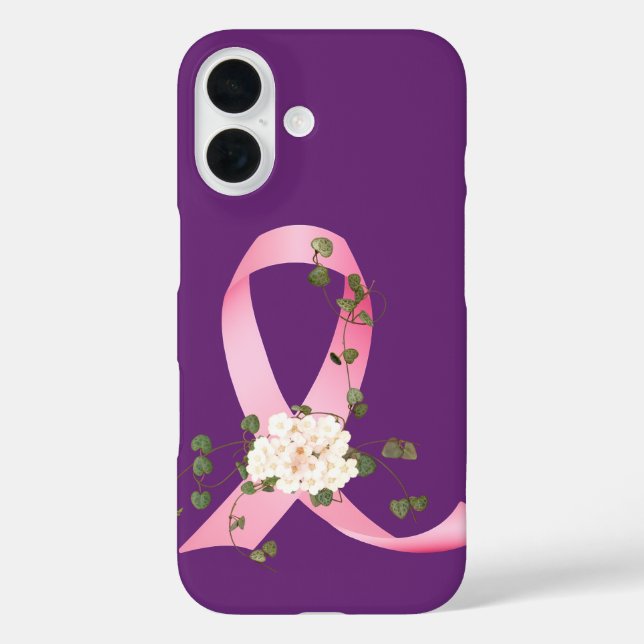 The Pink Ribbon with ivy On Purple Case-Mate iPhone Case (Back)